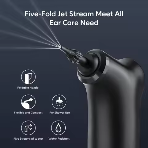 Professional Ear Wax Removal Kit – Water Pulse Cleaning, 9 Silicone Tips, USB-C Rechargeable, 3D Rot
