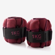 DOMYOS 1kg 可調式手腕／腳踝沙袋啞鈴（2 入）－酒紅色