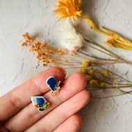 【再販】耳畔獨特魅力 琉球玻璃 海陶 天然石 金繕工藝 耳環 耳飾 無耳洞耳夾 水晶 裂紋水晶 橘色 藍色 綠色 金色