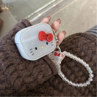 Flash Diamond Red Bow kt Cat Chain Suitable For airpods 4 Pro 3 2 Protective Case Apple 1/2/3/4 Gene
