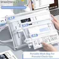 TRENDYZONE0I Mesh Storage Bag, Large Capacity A4/A5/A6 File Bag, Multi-Function Double Layers Transp