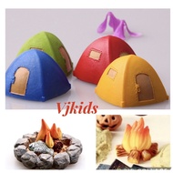 miniatur tenda, api unggun utk bermain sensory, topper cake,diorama, terrarium, aquaspace, pajangan,