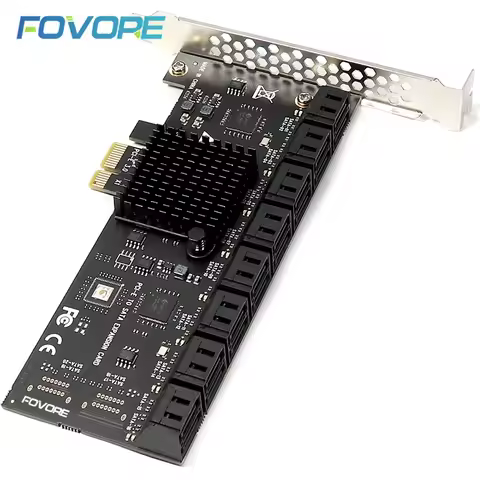SATA PCI Express Card 16 Ports SATA PCIe x1 Adapter SATA3.0 6GB/s Expansion Card For Windows Linux