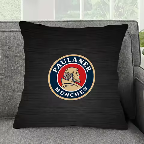 Square pillow bedroom sofa leisure comfortable pillow car living room Paulaner beer brand logo Fashi