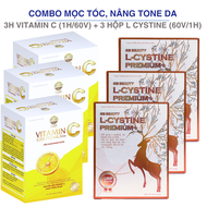 (Combo 3 tháng) Giúp mọc tóc cải thiện da tối màu GB Beauty L cystine Premium và Vitamin C GBB