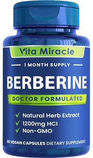 Berberine Supplement 1200mg - Pure Berberine HCL Organic 97% Tested Super Purity - Best All Natural