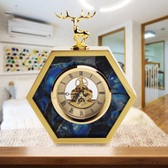 KY&amp; European Clock Seat Clock Creative Hexagonal Clock Bedroom Noiseless Clock Deer Doll Clock Seat Clock Clock Decorati