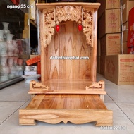 Bàn thờ thần tài ông địa 35X50 gỗ xoan màu đỏ màu vàng mẫu mới