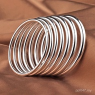 Glossy S999 Silver Bracelet Silver Bracelet Genuine Silver Plain Ring Closed Style Ancient Method Pl