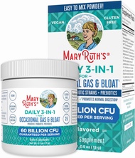 MaryRuth Organics 3-in-1 Gas &amp; Bloat Probiotics | Probiotics for Digestive Health &amp; Gut Health | Probiotics for Women &amp; Men | 60 Billion CFU | Allergen Free | 0.5 oz Unflavored 30 Servings (Pack of 1)