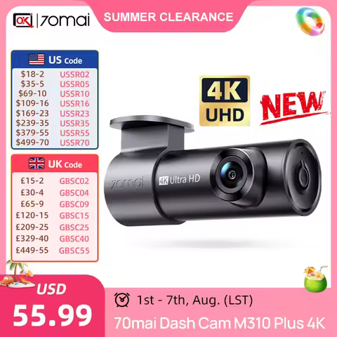 New 70mai Dash Cam M310 Plus 4K Super Night Vision Support 24H Parking 360Β° Rotatable Lens WDR Car D