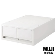 มูจิ กล่องลิ้นชักโพลีโพรพีลีน - MUJI PP Case with 2 Drawer and Partition - White Grey (W26 x D37 x H