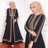 GAMIS BORDIR MODEL PAYUNG / GAMIS SYARI HITAM BORDIR / GAMIS ABAYA REMAJA