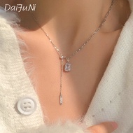 New Style Square Diamond Necklace Fashion Niche All-Match High-Value Fashion Design Gift 8C83