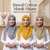 (TABUR HITAM)  bawal cotton diamond tabur hitam bidang 45 Square Hijab
