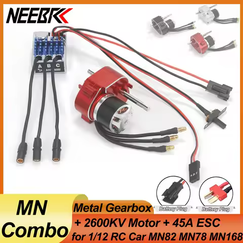 2322 2600KV Brushless Motor Full Metal Gearbox AM32 45A SM3.0/T Plug ESC Combo for 1/12 RC Car Crawl