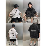 【Ready Stock】KIDS FASHION Middle School Children's Cool Short-sleeved Shirt Top-BC211