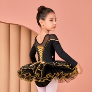 Pure Cotton Ballet Dance Costume Long Sleeve Gold Thread Embroidery Childrens Performance Outfit Pri