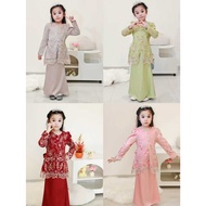 2026 Set Baju Raya Kurung Kanak-Kanak Lace (Sage Green/Nude/Soft Pink/Baby Blue/Burgundy)