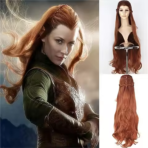 HAIRJOY Synthetic Hair The Hobbit The Lord of the Rings Elf Tauriel Cosplay Wig Brown Long Wavy Wigs