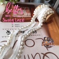 45cm And 90cm Pearl Tape Lace Attached To Fabric Decorative Line Or Making Choker Size 15 Mm Availab