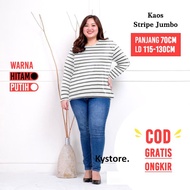 Kaos Manset Polos Hitam Putih Lengan Panjang Wanita Jumbo Bigsize LD Sampai 130