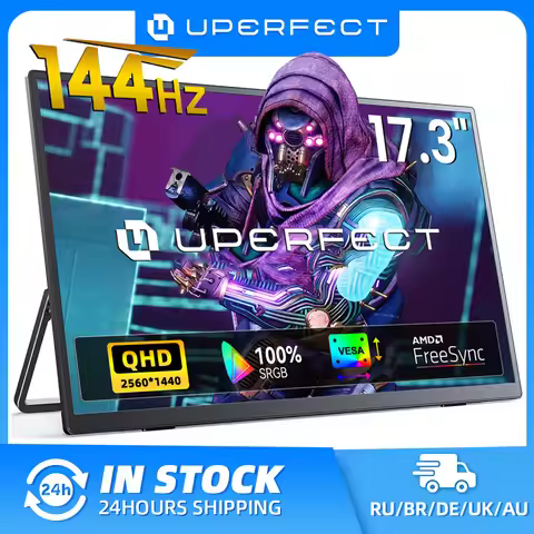 UPERFECT Portable Monitor 17.3" 2K QHD 2560×1440 144Hz Gaming Display 400cd/m² FreeSync HDR Travel S