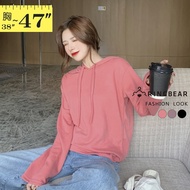 Sweet Cute Candy Color Plain Drawstring Hooded Long-Sleeved T-Shirt (Black.red.purple XL-3L) Eye Rin