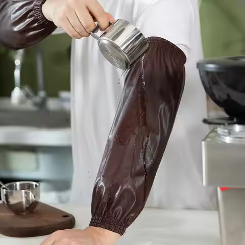 Soft Leather Oversleeve Waterproof Arm Sleeve Kitchen Cleaning Arms Covers Anti-dirty Work Condom Wa