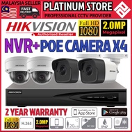 HIK HIKVISION 4 Channel 2.0MP DS-7604NI-Q1/4P NVR + 4 PoE CAMERA CCTV IP Network Video Recorder 4CH 