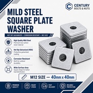 M12 Mild Steel Square Plate Washer 40x40mm HDG Galvanized Flat Washer for Bolt Nut Construction (50p