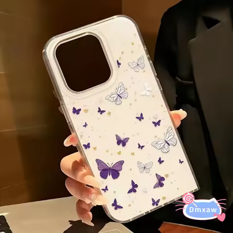 Purple Butterfly White Phone Case For Vivo X200 FE X200S X100 X100S Ultra X90S X80 Pro X70 X60 X50 L
