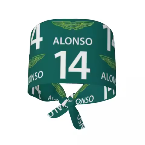 Fernando Alonso 14 Motor Race Sport Motorcycle Scrub Hat Doctor Working Surgical Cap Men Women Nursi