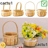 DIEMON Braid Flower Baskets, Wood Lace Tassel Flower Arrangement Basket, Creative Sturdy Picnic Hand-Woven Packaging Gift Basket Flower Shop