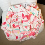 Pajamas Women Sweet Girl Graffiti Style Cloud Cotton Summer Thin Pajamas Short-Sleeved Three-Piece S