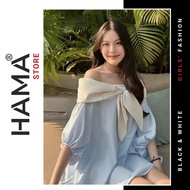 White off-the-shoulder striped dress with pants HAMA STORE H147 - Fom baby