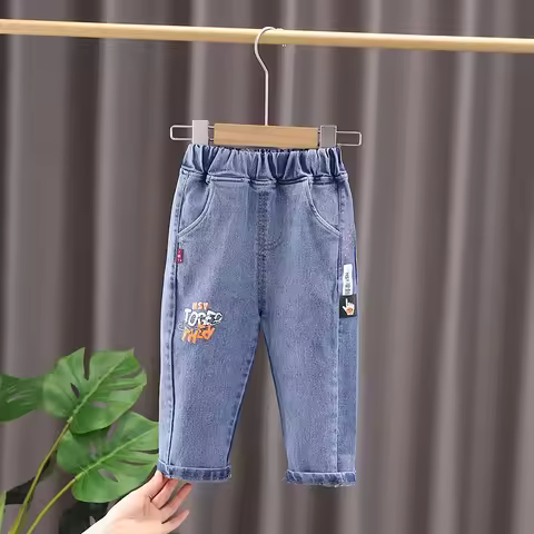Children Trousers Boys Girls Jeans Boys Casual Pants Cartoon Jeans Kids 1 2 3 4 YEARS New Hot Kids B