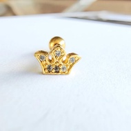 Crown Ear Jewels Gold Earrings Diamond Real Stainless Steel Work.
