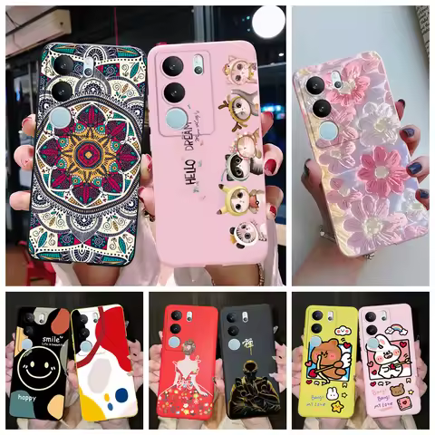 For Vivo V29 5G Global Version Phone Case Couple Cute Cartoon Flower Back Shell Etui For Vivo V29 V 