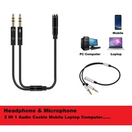 AUDIO SPLITTER 3.5mm 2 IN 1 TO  FEMALE CTIA STANDARD TO 2 DUAL 3.5mm MALE AUDIO MIC OUT