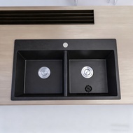 Quartz Kitchen Sink Drop-In/Topmount Single Bowl Granite Kitchen Sink Black