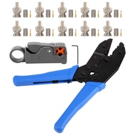 danglan-1Set Coax Rf/Bnc Crimp Tools for Rg58 / Rg59 / Rg6 with 10Pcs Bnc Plug Crimp Connector Set