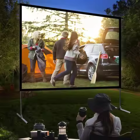 Yard Master Outdoor Portable Fast Folding Projector Screen w/ Stand 16:9 8K 4K Ultra HD 3D Movie The