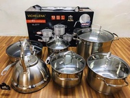 Vichelena 12pcs High Quality Kitchen Cookware Induction bottom and Bakelite Handle Stainless Set 5 S