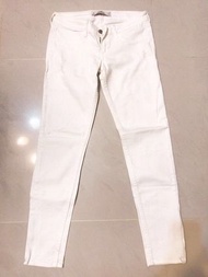 美國正品 Hollister 純白色美式刷破牛仔長褲 純棉超好穿 少穿 25-26可穿 原價1800