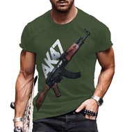 Ak47 Gun Pattern 3D Print Summer Men's O-Neck T-shirt Casual Short Sleeve Oversized Pullover Fashion