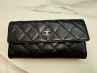 香奈兒Chanel 羊皮長銀包 黑色