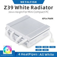 Z39 CPU White metalfish cooler 9cm colorful PWM fan height 39mm radiator for compact platform 1700/1