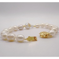 7-19mm white Baroque South sea Natural Pearl bracelet 7.5"