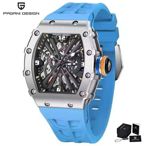 2025 New PAGANI DESIGN Men's Quartz Watches VH65 Skeleton Dial 100M Waterproof Sport Rectangle Sapph